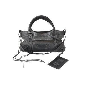 BALENCIAGA The First Handbag Shoulder Bag Leather Gray